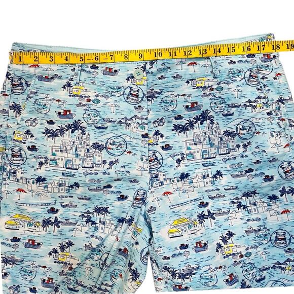 Talbots The Weekend Chino Pant in Aqua Blue w/ Tropical Scenic Print Size 12 - Picture 13 of 15